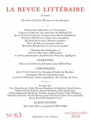 cover image of La Revue Littéraire N°63